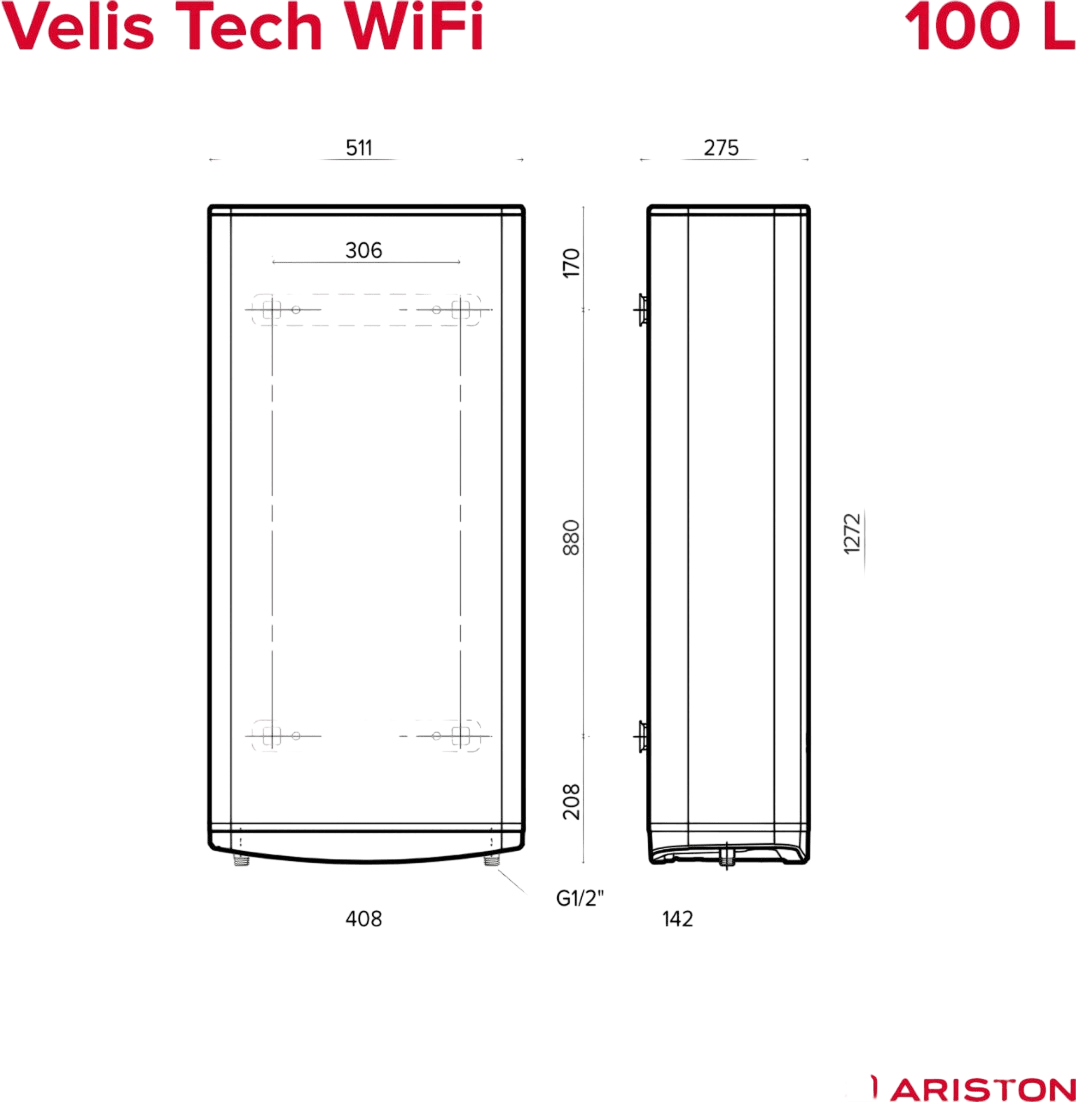 Мултипозиционен бойлер Ariston VELIS TECH WIFI 100 EU - ORENDA THERM