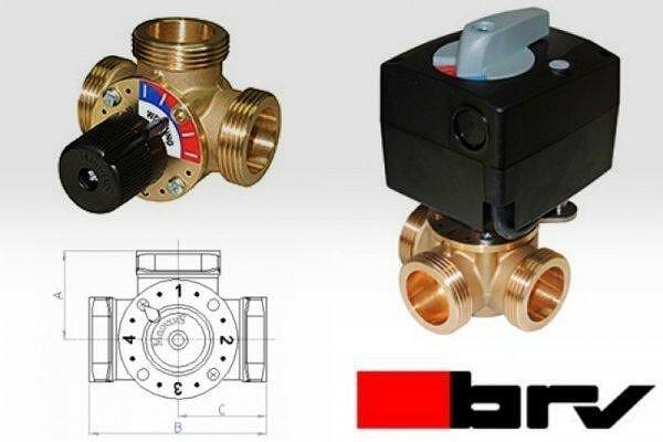 Смесителен вентил 3 - пътен DN25 1.1/4"M бр. Kvs10 със задвижка 230V - ORENDA THERM